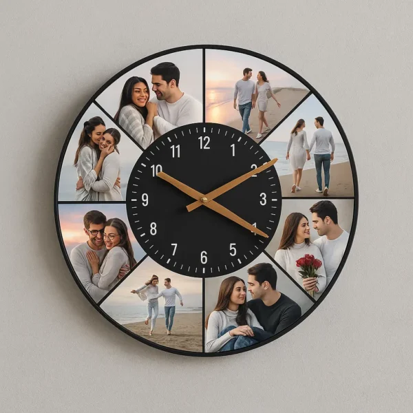Reloj de pared personalizado con 8 fotos